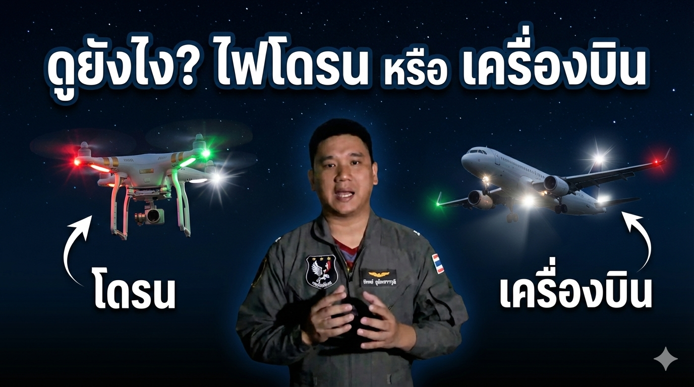 วิธีสังเกตไฟจากโดรนและเครื่องบินแอร์ไลน์